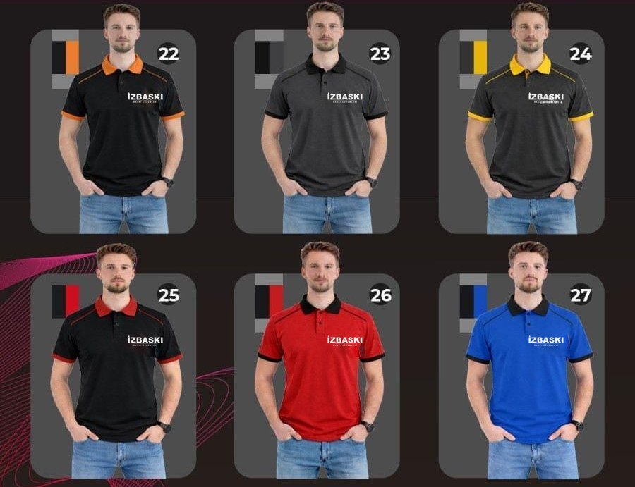 Koyu tonlu kontrast yaka polo kartelası, 22-27 arası modeller